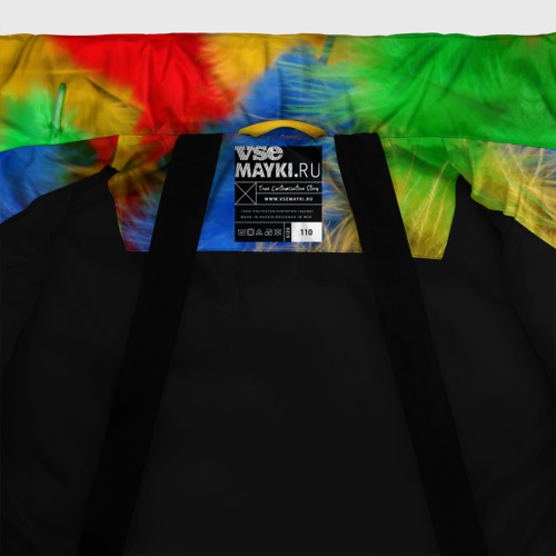 Зимняя куртка для девочек 3D Цветные перья, цвет черный - фото 7