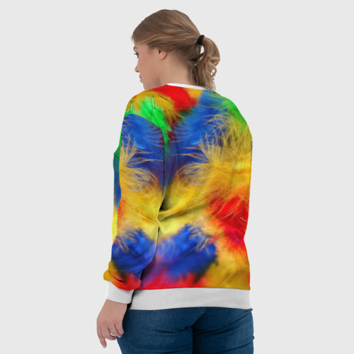 Женский свитшот 3D Цветные перья, цвет 3D печать - фото 7