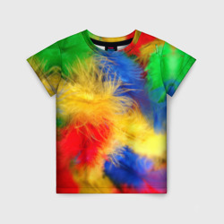 Детская футболка 3D Цветные перья
