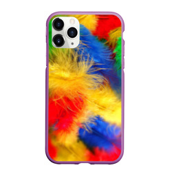 Чехол для iPhone 11 Pro матовый Цветные перья
