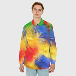 Мужская рубашка oversize 3D Цветные перья - фото 2