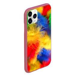 Чехол для iPhone 11 Pro Max матовый Цветные перья - фото 2