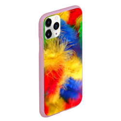 Чехол для iPhone 11 Pro Max матовый Цветные перья - фото 2