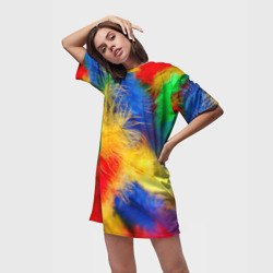 Платье-футболка 3D Цветные перья - фото 2
