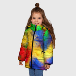 Зимняя куртка для девочек 3D Цветные перья - фото 2