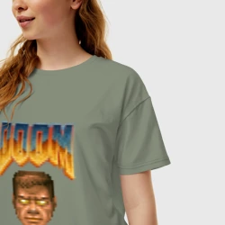 Женская футболка хлопок Oversize Iddqd пиксель-арт - фото 2