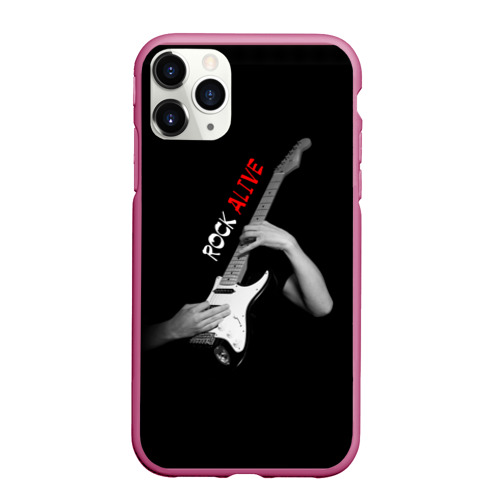 Чехол для iPhone 11 Pro Max матовый Рок жив rock alive, цвет малиновый