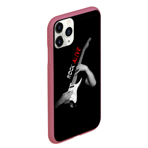 Чехол для iPhone 11 Pro Max матовый Рок жив rock alive, цвет малиновый - фото 3