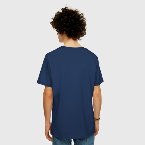 Мужская футболка хлопок Oversize Dont panic, цвет темно-синий - фото 4