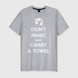 Dont panic – Мужская футболка хлопок Slim с принтом купить