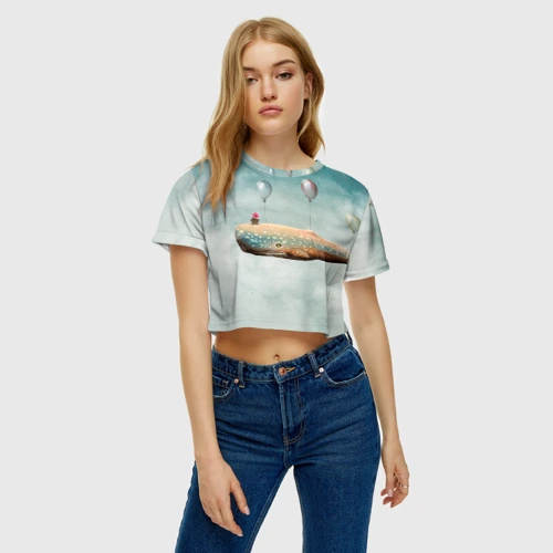 Женская футболка Crop-top 3D Кит