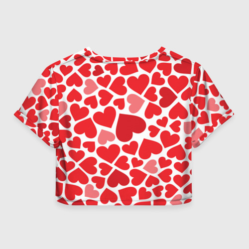 Женская футболка Crop-top 3D Сердечки, цвет 3D печать - фото 2