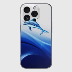 Чехол для iPhone 16 Pro Max силиконовый с защитой камеры Дельфин