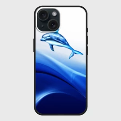 Чехол силиконовый для Apple iPhone 15 матовый Дельфин
