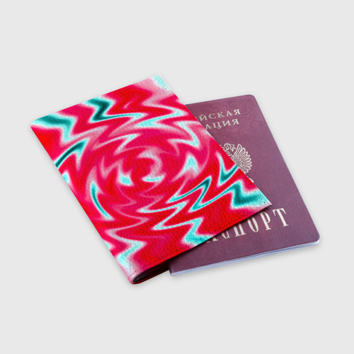Обложка для паспорта матовая кожа Разводы красок, цвет красный - фото 3