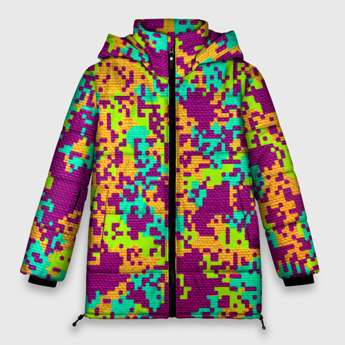 Женская зимняя куртка Oversize Пиксели, цвет черный