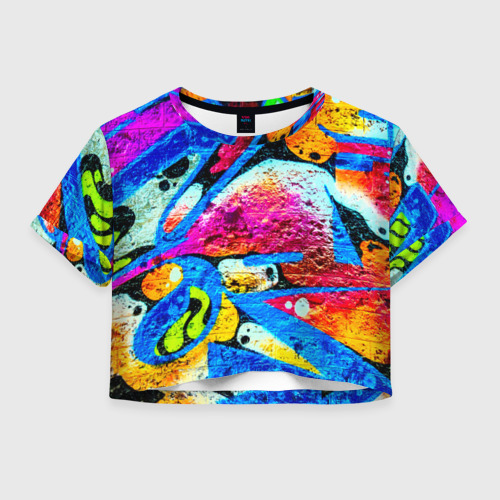 Женская футболка Crop-top 3D Граффити Фото 01 Женская футболка Crop-top 3D Граффити Фото 01