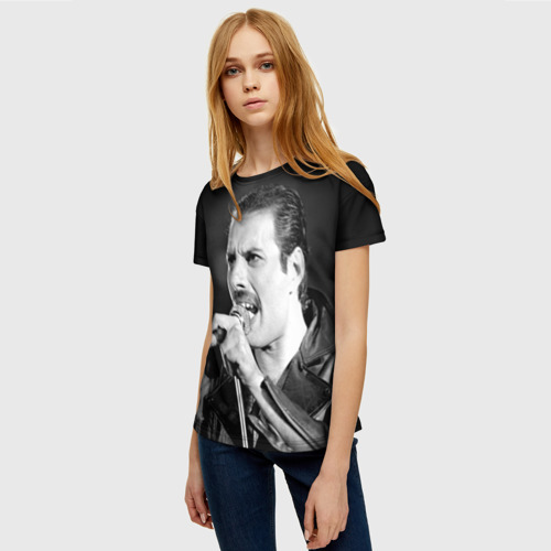 Женская футболка 3D с принтом Фредди Меркьюри, фото на моделе #1