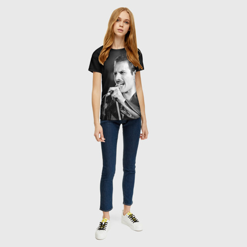Женская футболка 3D с принтом Фредди Меркьюри, вид сбоку #3