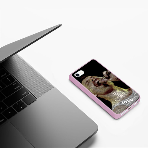Чехол для iPhone 5/5S матовый Фредди Меркьюри, цвет розовый - фото 5