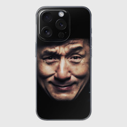 Чехол для iPhone 15 Pro Max силиконовый с защитой камеры Джеки Чан - гримаса