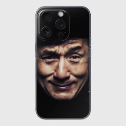 Чехол для iPhone 15 Pro силиконовый с защитой камеры Джеки Чан - гримаса