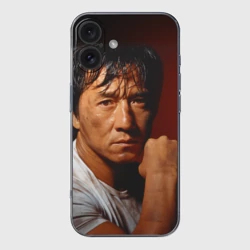 Чехол для iPhone 16 силиконовый с защитой камеры Джеки Чан после боя
