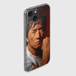 Чехол для iPhone 15 силиконовый с защитой камеры Джеки Чан после боя - фото 2