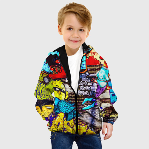 Детская куртка 3D Граффити, цвет черный - фото 3