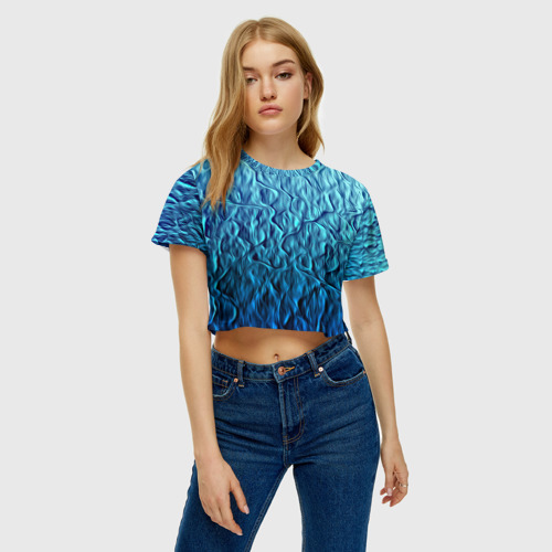 Женская футболка Crop-top 3D Волны, цвет 3D печать - фото 4