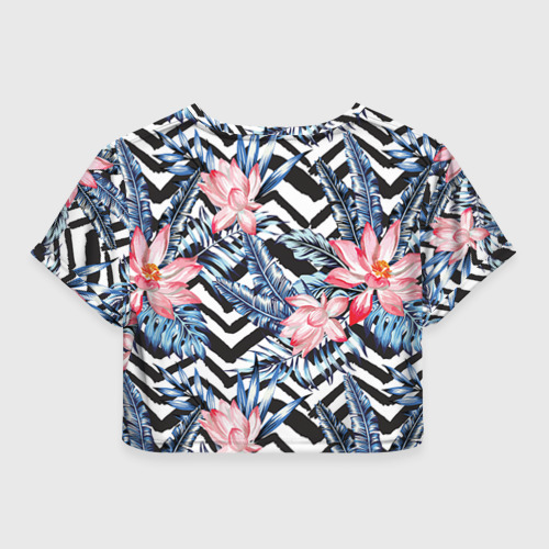 Женская футболка Crop-top 3D Цветы и геометрия, цвет 3D печать - фото 2