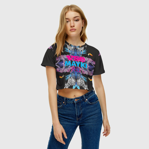 Женская футболка Crop-top 3D Гепард - фото 3