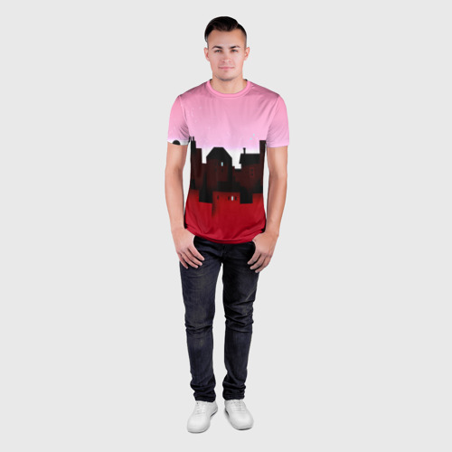 Мужская футболка 3D Slim Urban pink, цвет 3D печать - фото 4