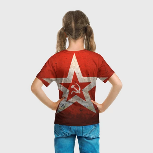 Детская футболка 3D с принтом Серп и Молот, вид сзади #2