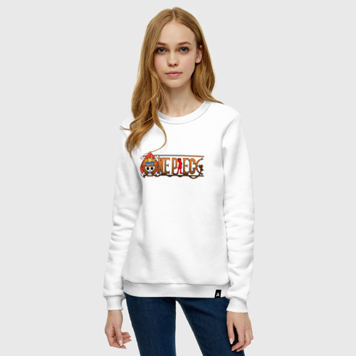 Женский свитшот хлопок One Piece - logo Ace, цвет белый - фото 3