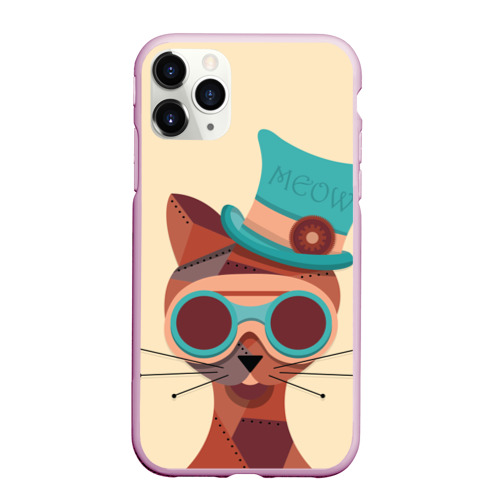 Чехол для iPhone 11 Pro Max матовый Steampunk Cat, цвет розовый