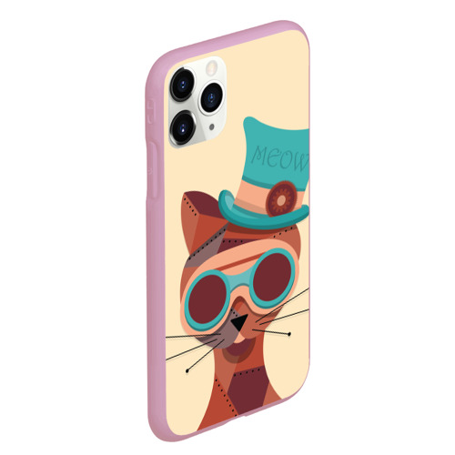 Чехол для iPhone 11 Pro Max матовый Steampunk Cat, цвет розовый - фото 3