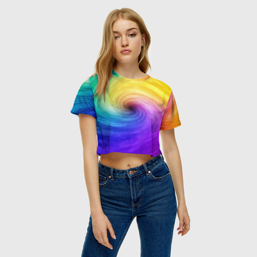 Женская футболка Crop-top 3D Смесь красок, цвет 3D печать - фото 4