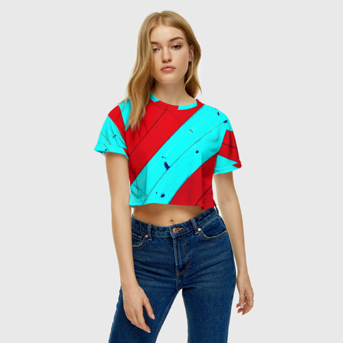 Женская футболка Crop-top 3D Полосы, цвет 3D печать - фото 4