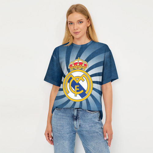 Женская футболка oversize 3D Реал Мадрид, цвет 3D печать - фото 5