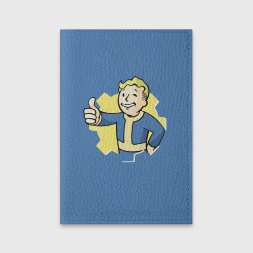 Обложка для паспорта матовая кожа Fallout, цвет синий