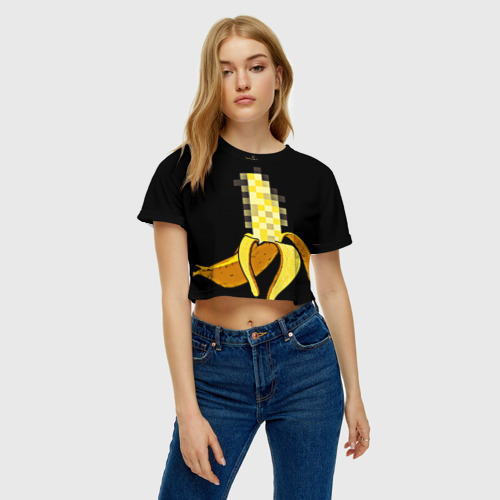 Женская футболка Crop-top 3D Банан 18+, цвет 3D печать - фото 3