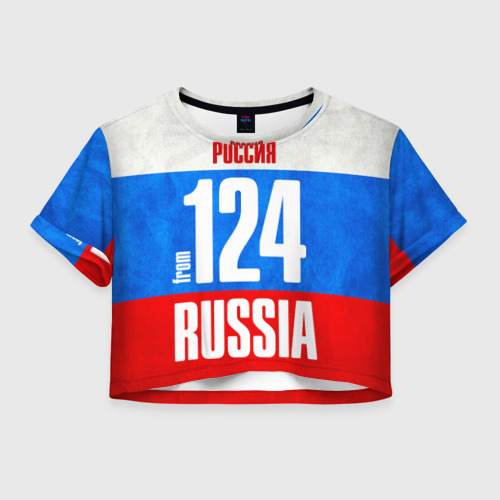 Женская футболка Crop-top 3D Russia (from 124), цвет 3D печать