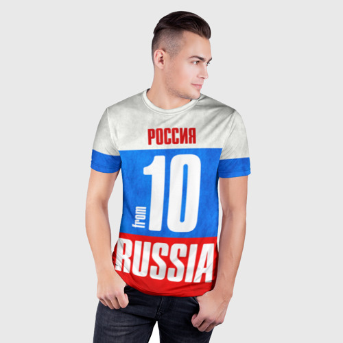 Мужская футболка 3D Slim Russia (from 10), цвет 3D печать - фото 3