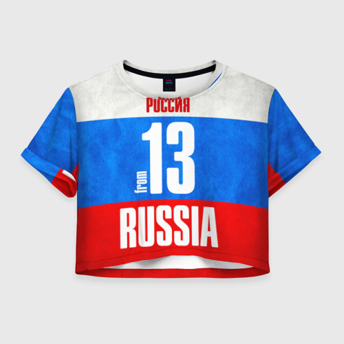 Женская футболка Crop-top 3D Russia (from 13), цвет 3D печать