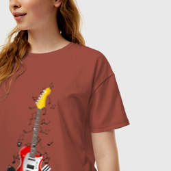 Женская футболка хлопок Oversize Бас-гитара - фото 2