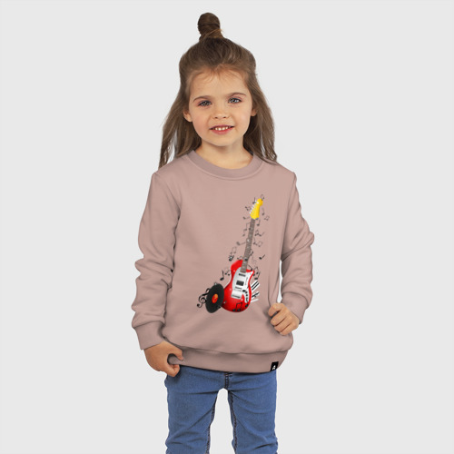 Детский свитшот хлопок с принтом Бас-гитара, фото на моделе #1