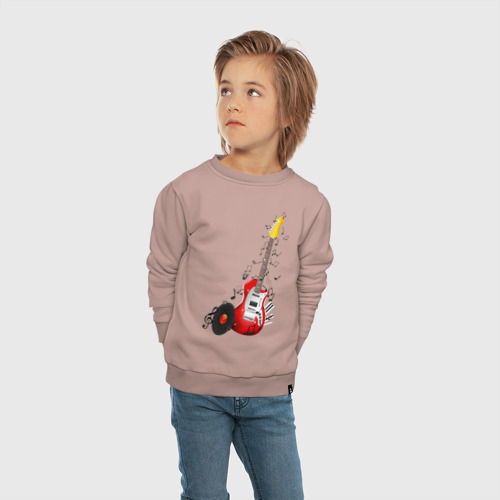 Детский свитшот хлопок с принтом Бас-гитара, вид сбоку #3