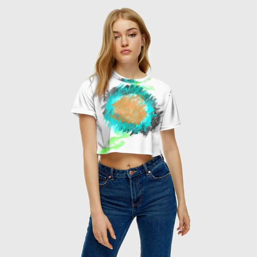 Женская футболка Crop-top 3D Цветная абстракция, цвет 3D печать - фото 3