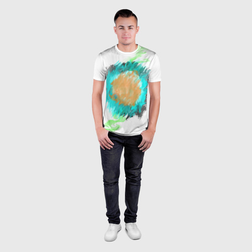 Мужская футболка 3D Slim Цветная абстракция, цвет 3D печать - фото 4